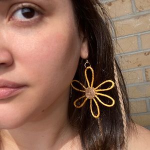 Bohemian Earrings • Handmade Flower • Hippie Glam • Macrame Jewelry